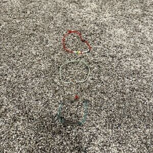 Pura Vida Red, Green and Teal Cord Bracelet Stack
